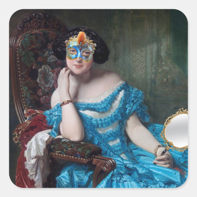 Also Posh Masquerade Quadratischer Aufkleber (Vorderseite)