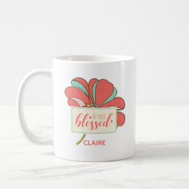 Also sehr gesegnet 70er Floral Pink & Aqua Kaffeetasse