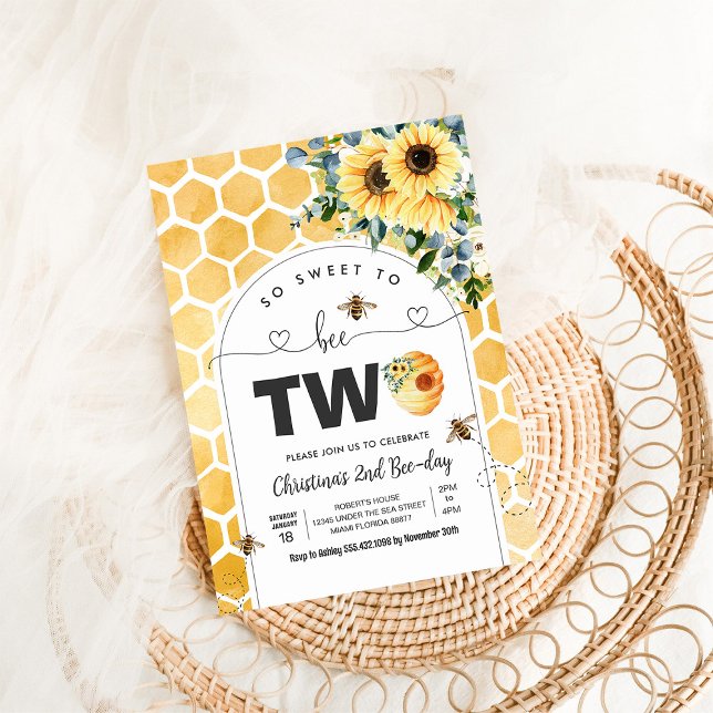 Also süß zu zwei Bienen-Thema Party erste Geburtst Einladung (Von Creator hochgeladen)