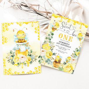 Also Sweet to Bee One Honeycomb Bee Birthday Party Einladung