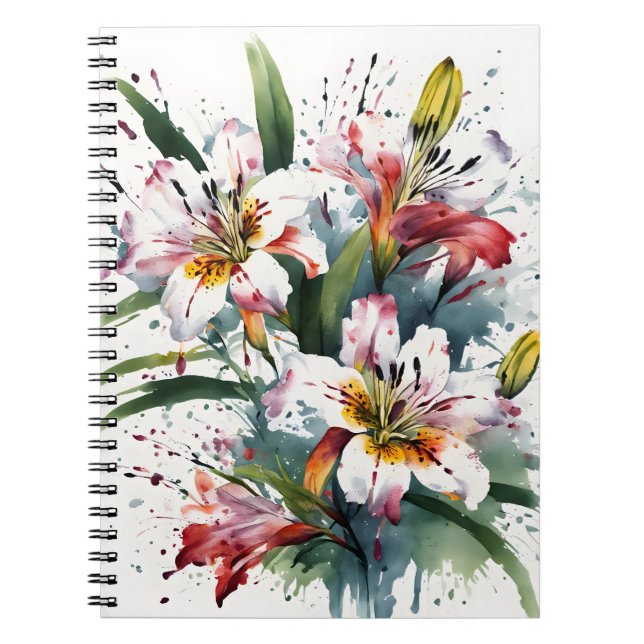 Alstroemeria - Aquarellblumen Notizblock (Vorderseite)