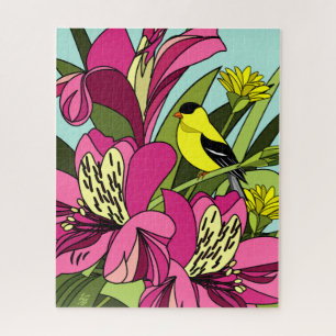 Alstroemeria Blume und Goldfinch Jigsaw Puzzle