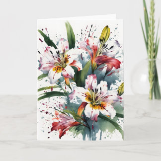 Alstroemeria - Watercolor flowers Karte