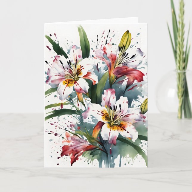 Alstroemeria - Watercolor flowers Karte (Vorderseite)
