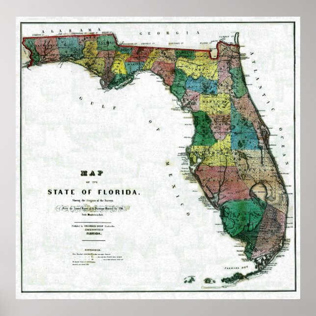 Alt 1856 Florida Karte Poster (Vorne)