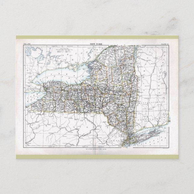 Alt 1884 New York Karte (Vorderseite)