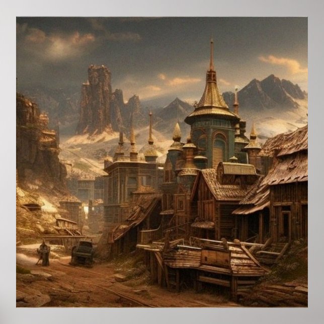 Alt Abandoned 19 Jahrhundert Dorf schön Poster (Vorne)