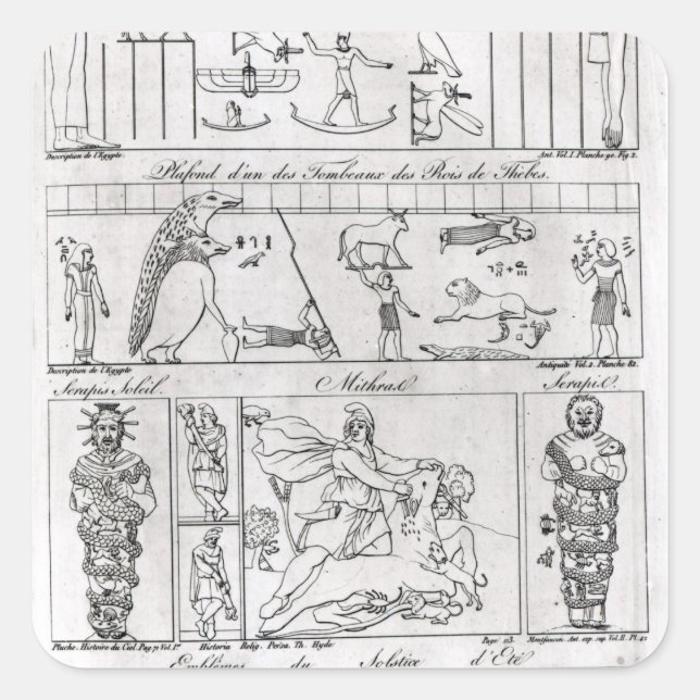 Alt ägyptisch und persisch quadratischer aufkleber (Vorderseite)