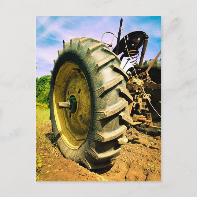 Alt, arbeitet John Deere Traktor Postkarte (Vorderseite)