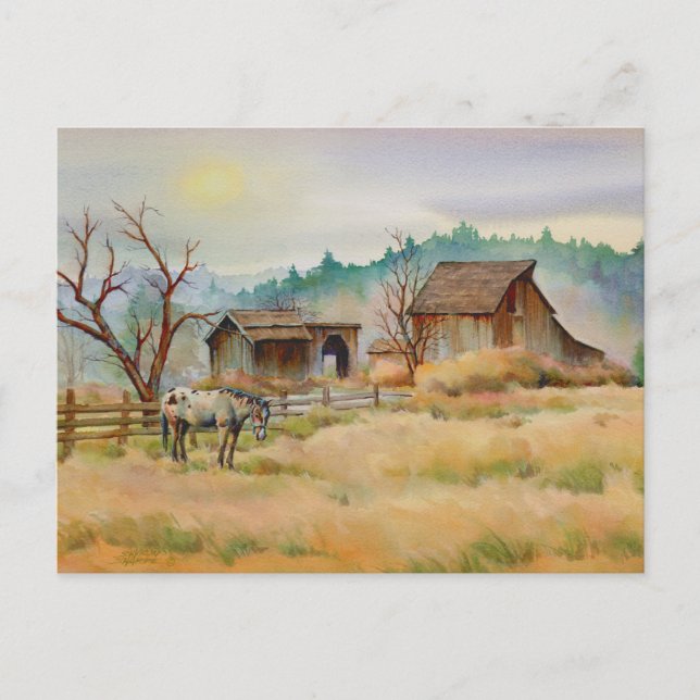 ALT BARN & APPALOSA von SHARON SHARPE Postkarte (Vorderseite)