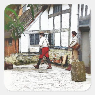 ALT ENGLAND QUADRATISCHER AUFKLEBER