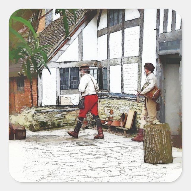 ALT ENGLAND QUADRATISCHER AUFKLEBER (Vorderseite)