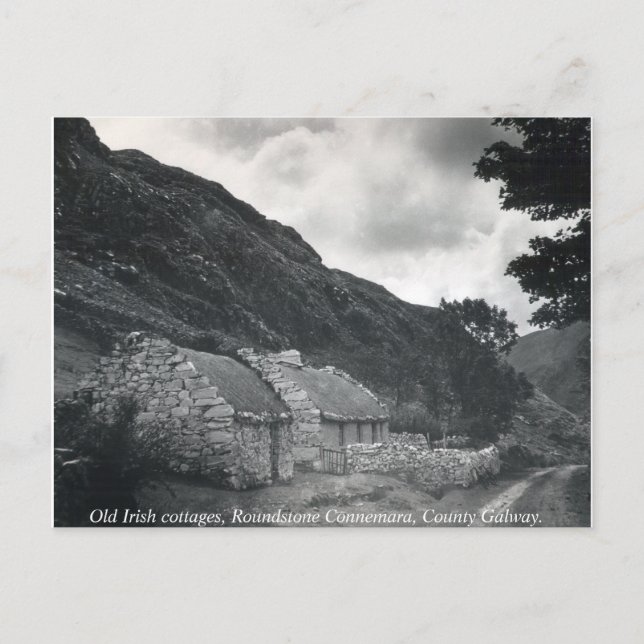 Alt irisch schmierte Hütten, Galway Irland Postkarte (Vorderseite)