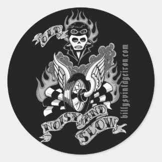 Alt, laut und langsam (b & w) runder aufkleber