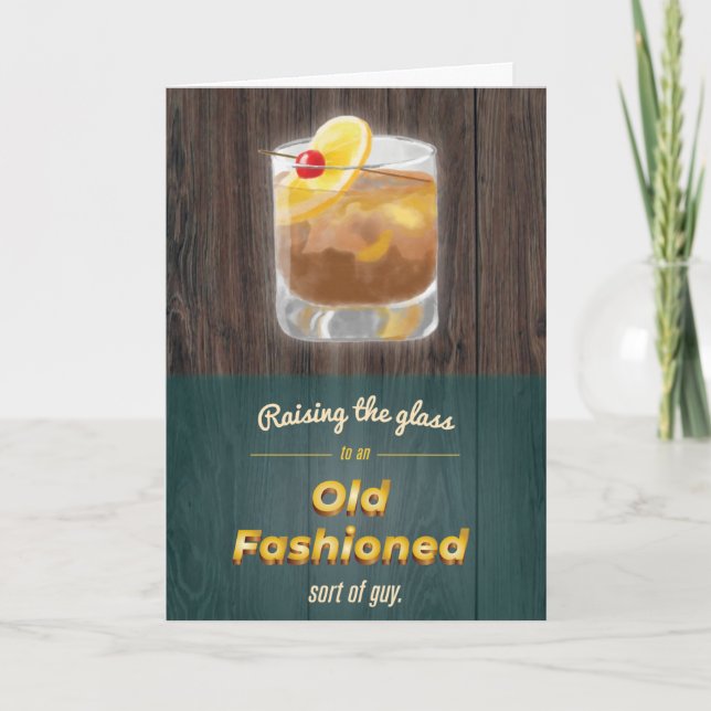 "Alt modifiziert" Punny Whiskey Wood Birthday Card Karte (Vorderseite)