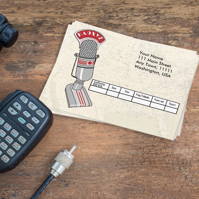 Alt modische Art Deco Mikrofon QSL Postkarte (Von Creator hochgeladen)