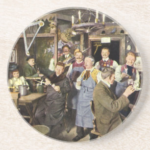 Alt modische Bar mit Leuten feiern, ein Party Getränkeuntersetzer