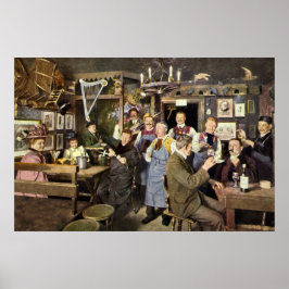 Alt modische Bar mit Leuten feiern, ein Party Poster