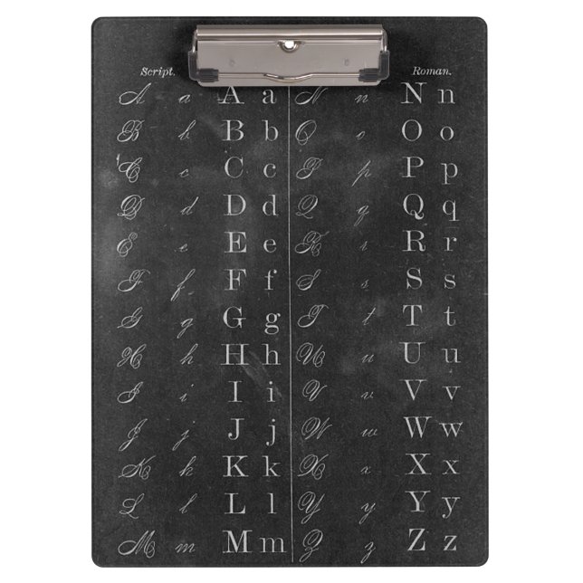 Alt modische Chalkboard Alphabet Clipboard Klemmbrett (Vorderseite)