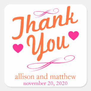 Alt modische Danke Stickers (Orange / Pink)
