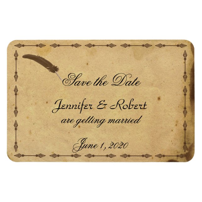 Alt modische Elegance Parchment Save the Date Magnet (Horizontal)