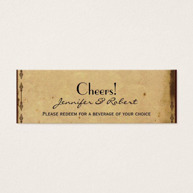 Alt modische Elegance Wedding Drinks Tickets (Vorderseite)