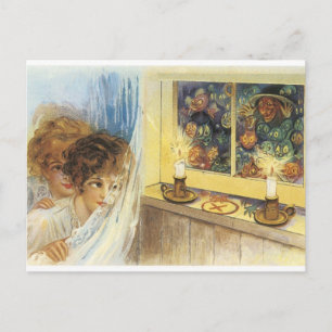 Alt modische Halloween-Geister & Goblins Postkarte