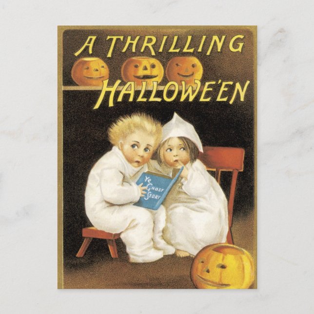 Alt modische Halloween Ghost Story Kids Postkarte (Vorderseite)