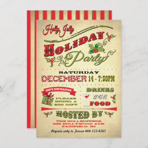 Alt modische Holly Jolly Holiday Party Einladung