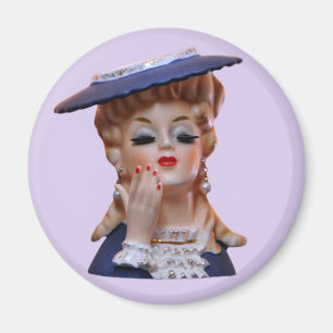 Alt modische Lady Head Vase Hat Hand Eyelashes Magnet
