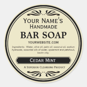 Alt modische Look Handgefertigte Seifenetiketten r Runder Aufkleber