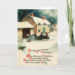 Alt modische Vintage Viktorianisch frohe Weihnacht Feiertagskarte