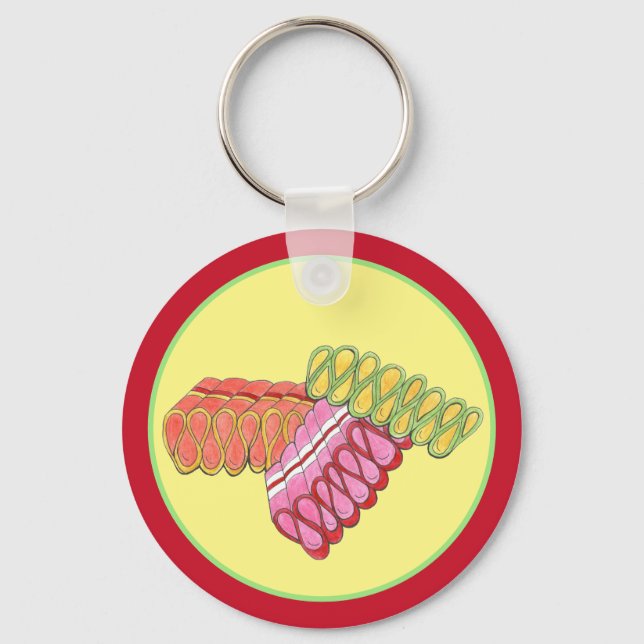 Alt-modische Weihnachts-Ribbon Candy Holiday Sweet Schlüsselanhänger (Vorderseite)