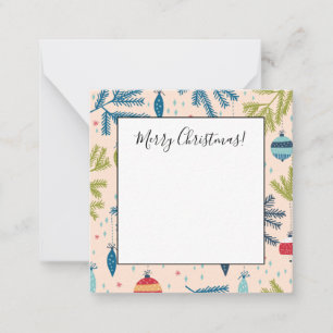 Alt modische Weihnachtsschmuck mit Baumhaufen Mitteilungskarte