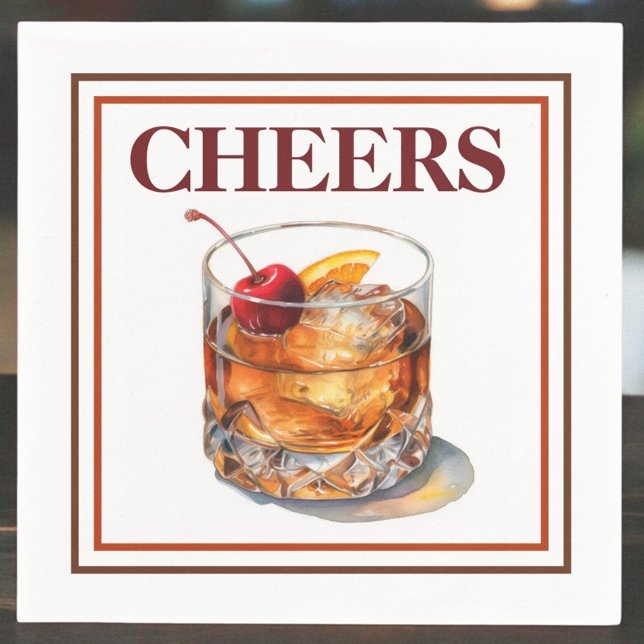 Alt modischer Cheers Cocktail Serviette (Von Creator hochgeladen)