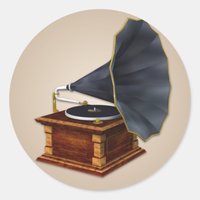 Alt modischer Phonograph Runder Aufkleber (Vorderseite)