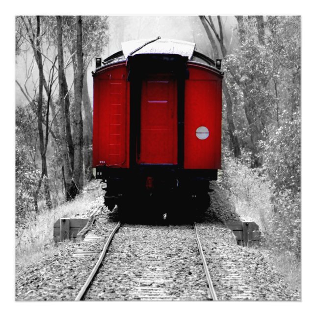 Alt modischer Red Steam Train Fotodruck (Vorne)
