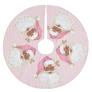 Alt modischer Santa Claus Rosa Streifen gebürstete Polyester Weihnachtsbaumdecke