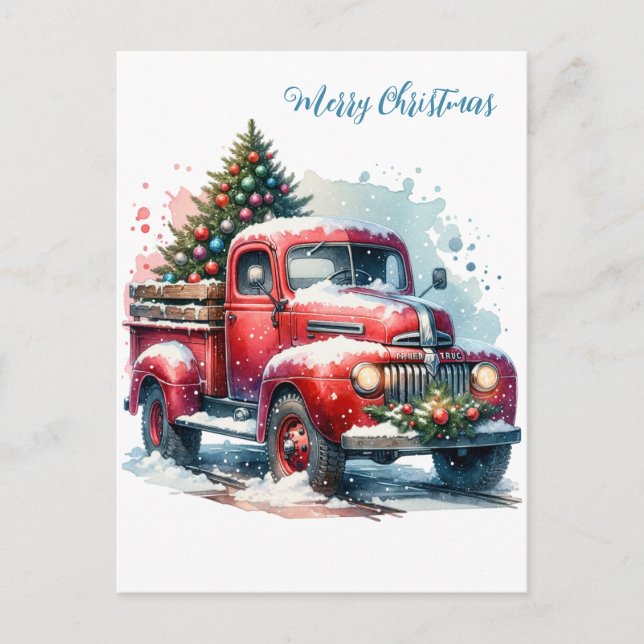 Alt-modischer Vintager Weihnachtsfahrer Postkarte (Vorderseite)