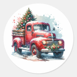 Alt-modischer Vintager Weihnachtsfahrer Runder Aufkleber