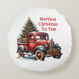 Alt-modischer Vintager Weihnachtsfahrer Rundes Kissen