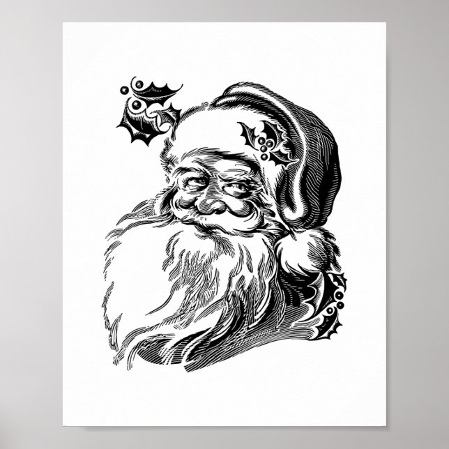Alt modischer Vintager Weihnachtsmann Poster (Vorne)