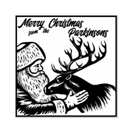 Alt modischer Woodcut Weihnachtsmann und Rentier Gummistempel