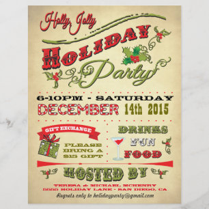 Alt modisches Holly Jolly Holiday Party Poster