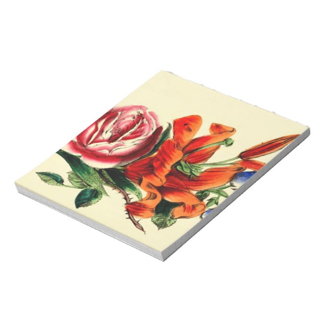 Alt modisches Vintages Red Lily Floral Bouquet Tri Notizblock (Rotiert)