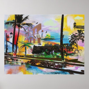 Alt-San Juan, Puerto Rico - Kunstwerk Collage Poster