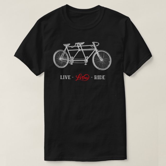 Alt Tandem Fahrrad leben, Liebe, Rot reiten T-Shirt (Design vorne)