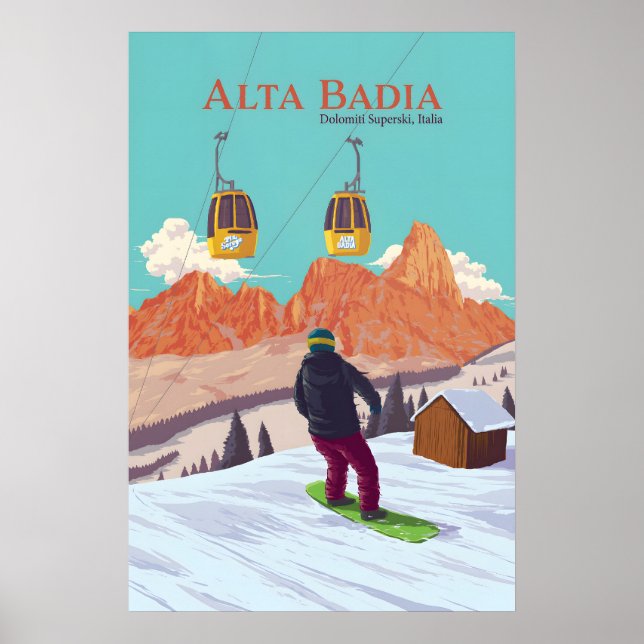 Alta Badia Snowboarden Reiseplakat Poster (Vorne)