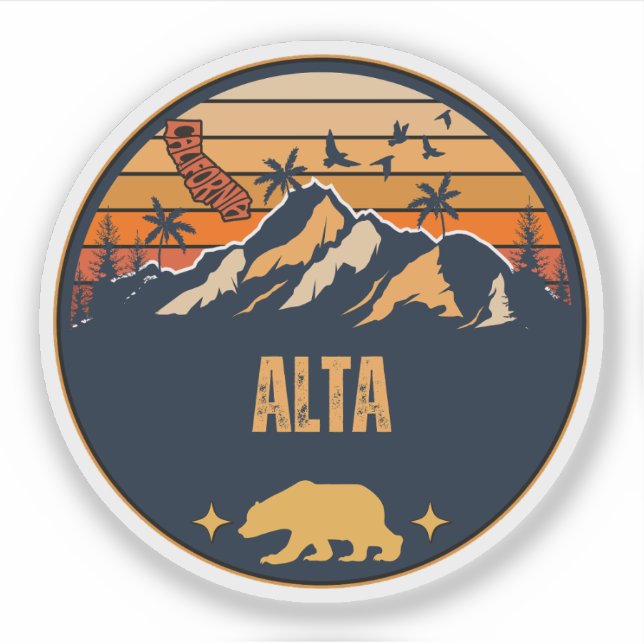 Alta, Kalifornien Aufkleber (Vorderseite)