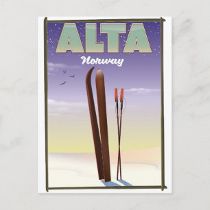 ALTA Norwegen Skifahrplakat Postkarte